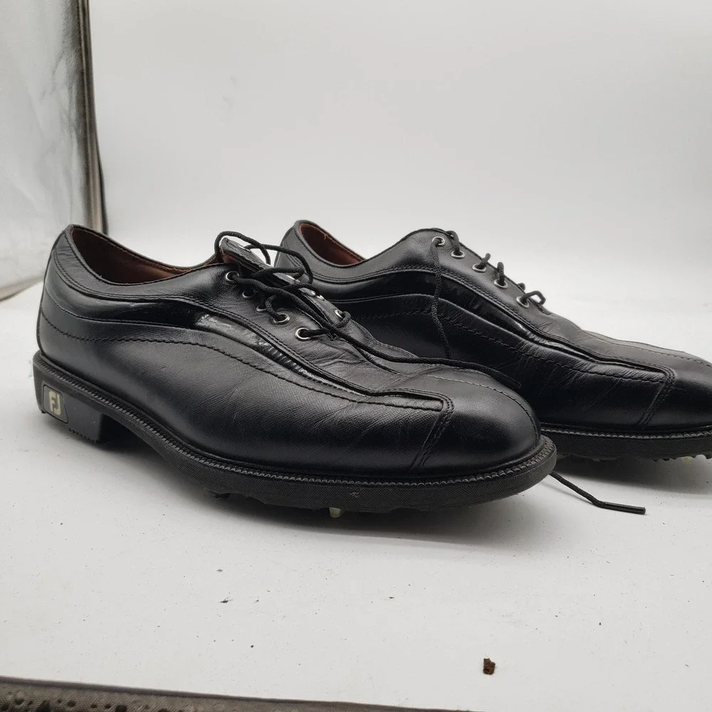 FootJoy Golf Shoes Mens Size 8 Black Leather Spiked Icon Athletic‎ 52366